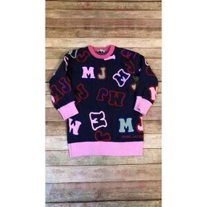 Little Marc Jacobs Long Slv Sweater Girls Size 5 Knit Logo Blue Pink Pullover